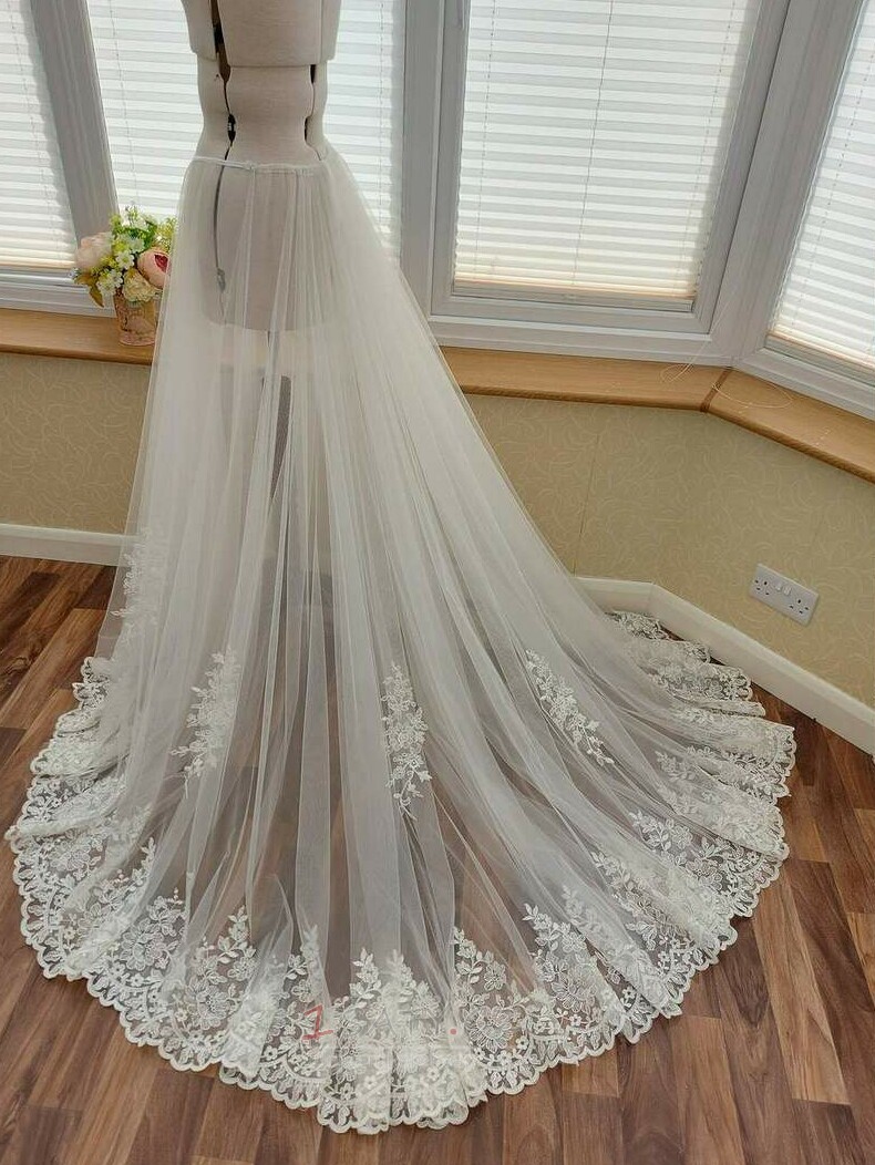 Tylová krajková sukně Svatební odnímatelná sukně vlastní vlečka odnímatelná vlečka